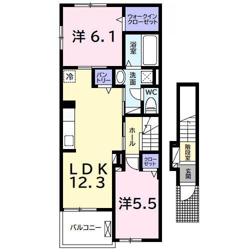 サウス ヴィラII(2LDK/2階)の間取り写真