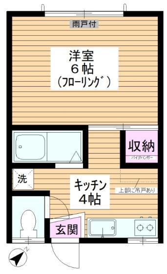 桜川ハイツ(1K/1階)の間取り写真
