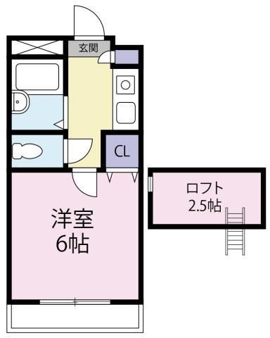 メイフェア10(1K/1階)の間取り写真