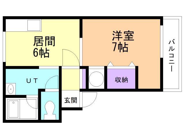 グランコート登別(1DK/1階)の間取り写真