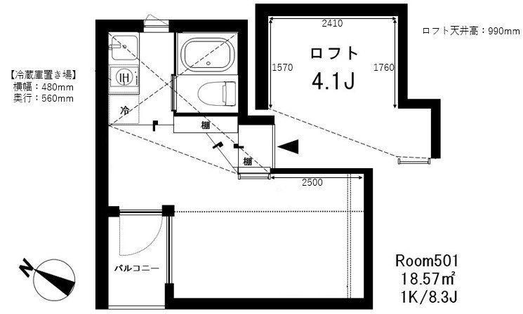 SH3198(1K/5階)の間取り写真