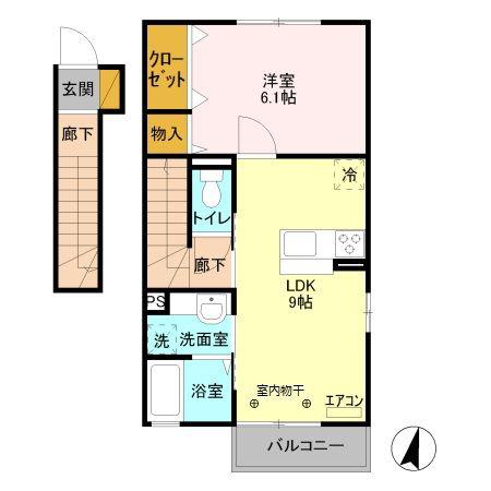 アフロディーナ(1LDK/2階)の間取り写真