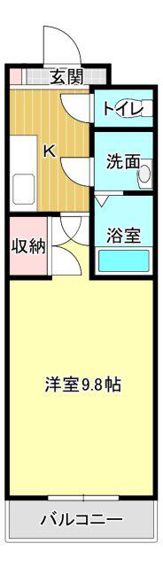 ブライトメッカ(1K/2階)の間取り写真