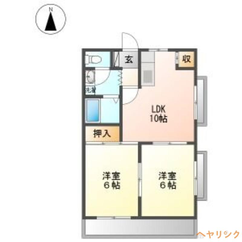 サンハイツ名北(2LDK/2階)の間取り写真