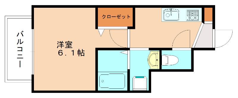 FUNFUN宗像(1K/1階)の間取り写真