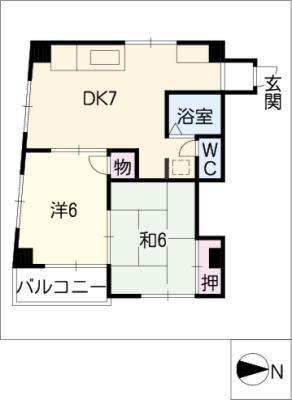 シティメイツKODEKI(2DK/4階)の間取り写真