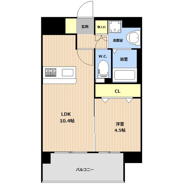 LIBTH旭橋(1LDK/10階)の間取り写真