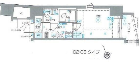 ZOOM恵比寿(1K/3階)の間取り写真