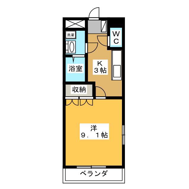 サンシャインヒルズ三井(1K/1階)の間取り写真