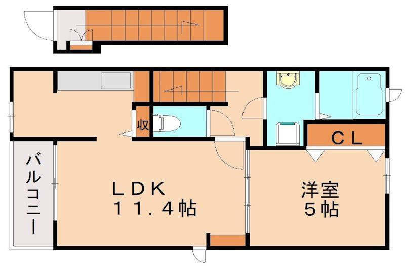 プリムローズ本城(1LDK/2階)の間取り写真