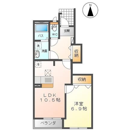 グランドソレイユ(1LDK/1階)の間取り写真
