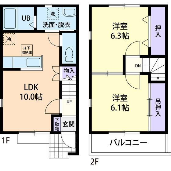 プランドール(2LDK/1階)の間取り写真