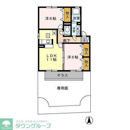 ヴィクトワールB(2LDK/1階)の間取り写真