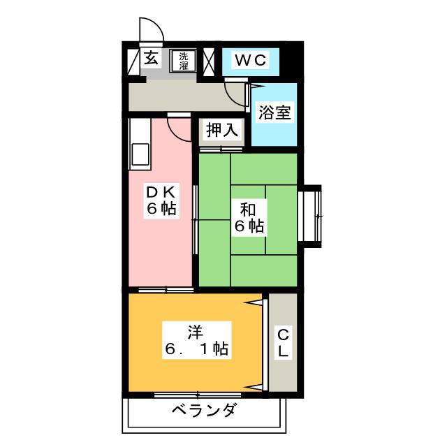 パークサイド砂場(2DK/1階)の間取り写真