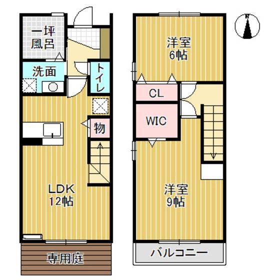 リジエール A棟(2LDK/1階)の間取り写真