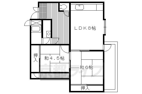 ハイツテラオパートII(2LDK/2階)の間取り写真