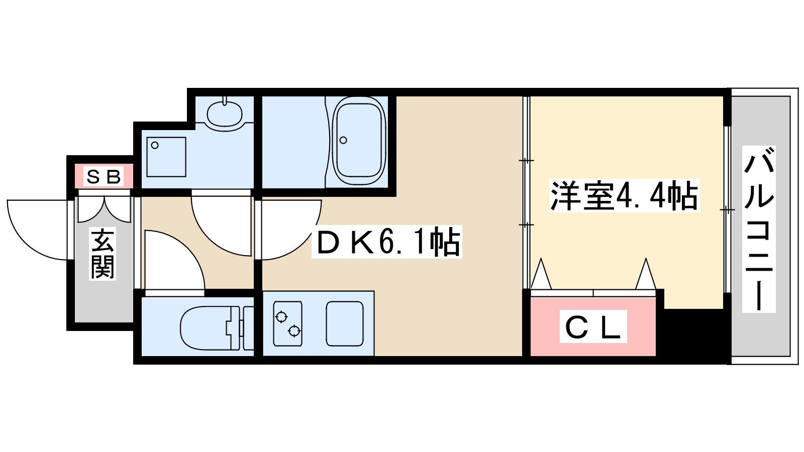 ライブガーデン江坂9(1DK/5階)の間取り写真