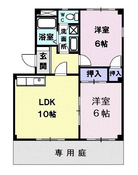 プラムヴィレッジ(2LDK/1階)の間取り写真