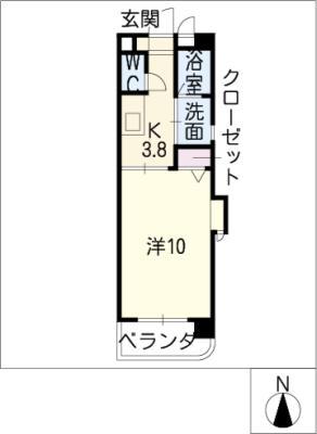 シェーン八事山(1K/4階)の間取り写真