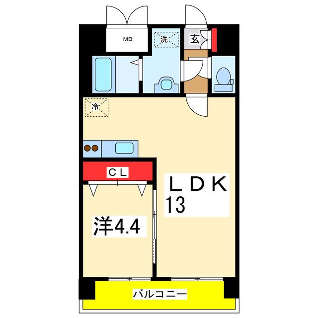 スカイオン本町(1LDK/3階)の間取り写真