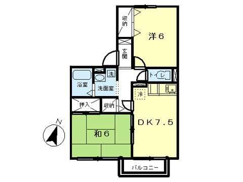 セジュール山道(2DK/1階)の間取り写真