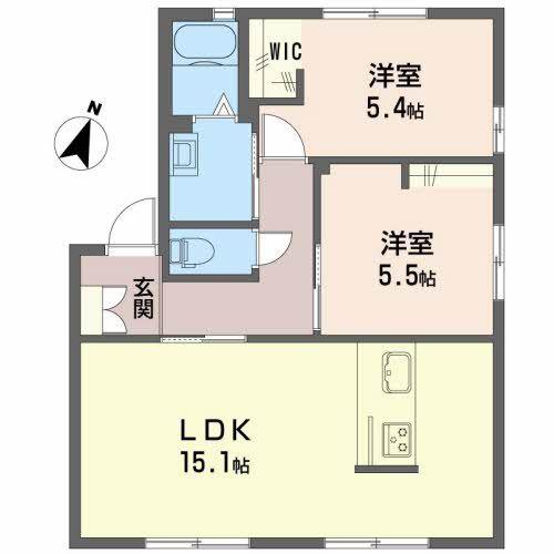 グリーンヒルズ(2LDK/1階)の間取り写真