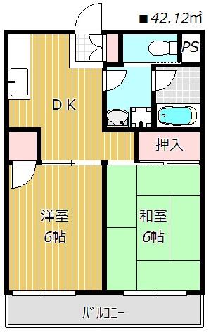 オリーブハウス船橋(2DK/2階)の間取り写真