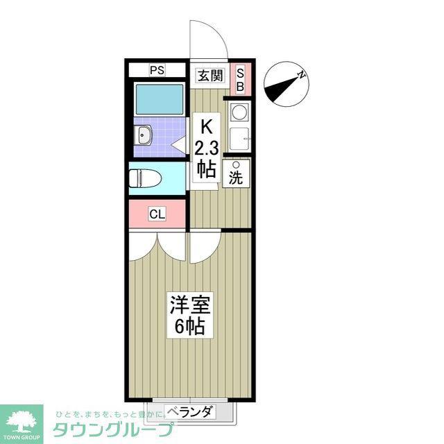 エスポワール小林(1K/2階)の間取り写真