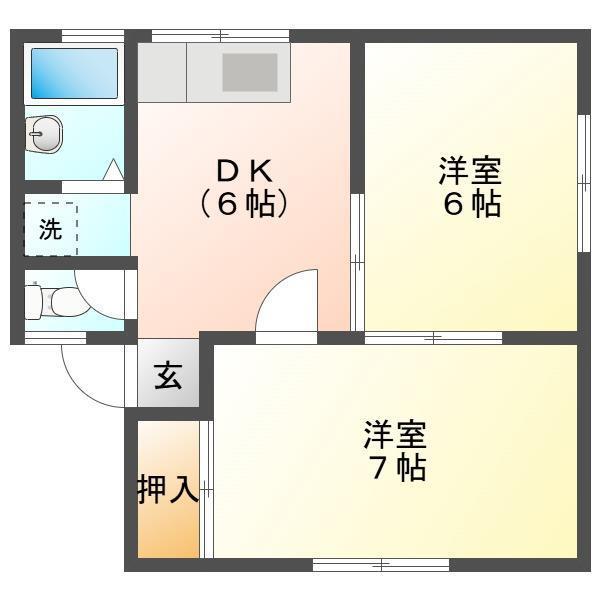 ハイツサンパレス(2DK/1階)の間取り写真