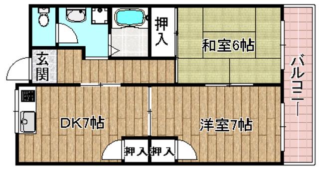 HACHIBUSE高槻(2DK/4階)の間取り写真