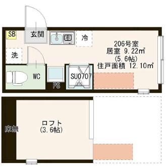 EDIFICIO小竹向原(ワンルーム/2階)の間取り写真