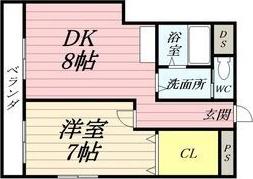 サンライズマンション(1DK/1階)の間取り写真