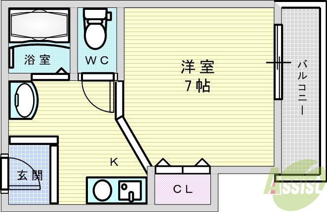 サンメゾン7(1K/3階)の間取り写真