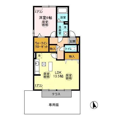 ヒルサイドコート五番館(1LDK/1階)の間取り写真