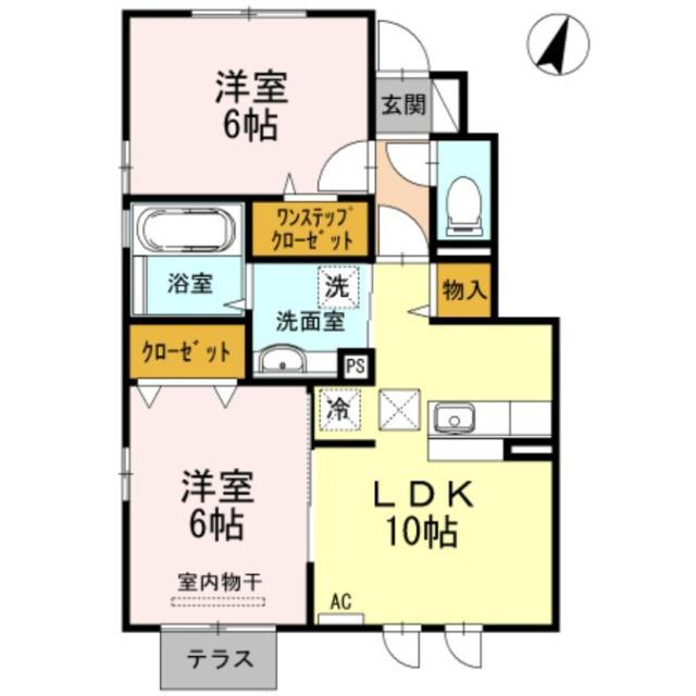 フォレストパーク道珍 I(2LDK/1階)の間取り写真