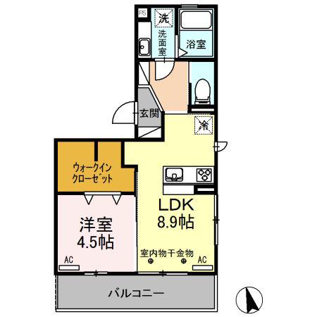 クリア トゥレスBC C棟(1LDK/3階)の間取り写真