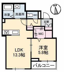 ツアンガーデンB(1LDK/2階)の間取り写真