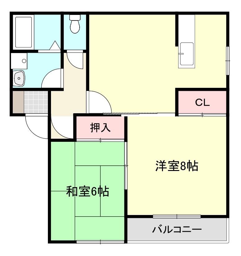 メゾンドールフジB(2LDK/2階)の間取り写真