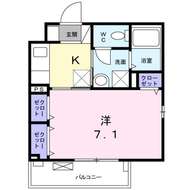 ラフィネ堀之内(1K/1階)の間取り写真