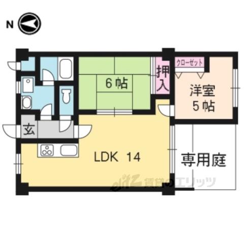 ルアーヴル村井(2LDK/1階)の間取り写真