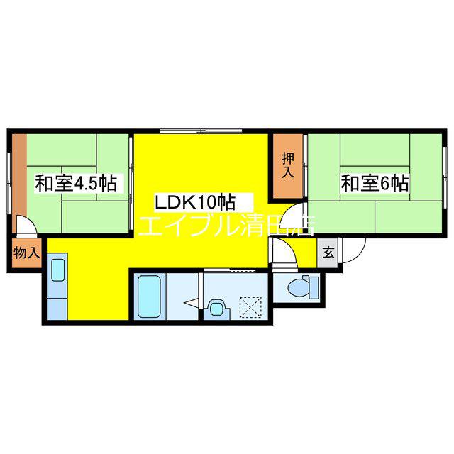 コーポ竹内(2LDK/2階)の間取り写真