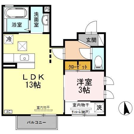 VILLACOURAGE(1LDK/1階)の間取り写真
