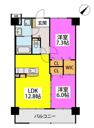 ヴェルデ青山(2LDK/3階)の間取り写真