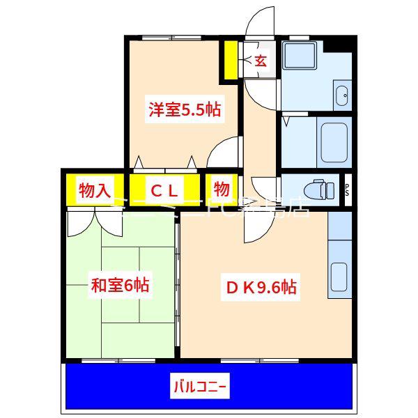 ピアレージュ 剣之宇都 (2DK/1階)の間取り写真