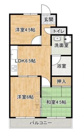 メルシー南摂津(3DK/3階)の間取り写真