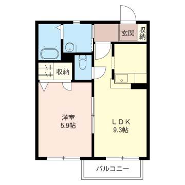 ペット共生型シャーメゾン スターグランツ大宮G(1LDK/2階)の間取り写真