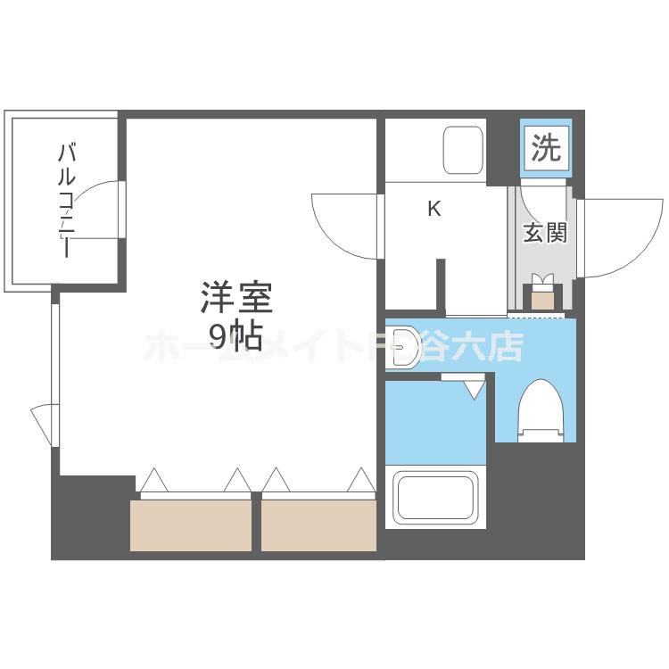 ルクレ西長堀(1K/13階)の間取り写真