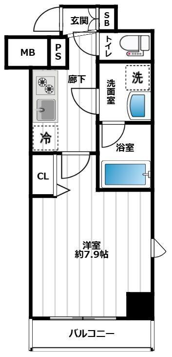 アンベリール西川口(1K/5階)の間取り写真
