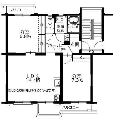 壱岐86棟(2LDK/1階)の間取り写真