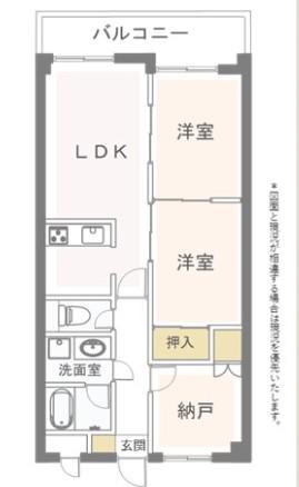 KIフラット越谷(2LDK/3階)の間取り写真